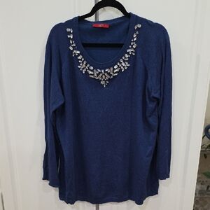 Cyrus Blue Blouse with Silver Embellishments